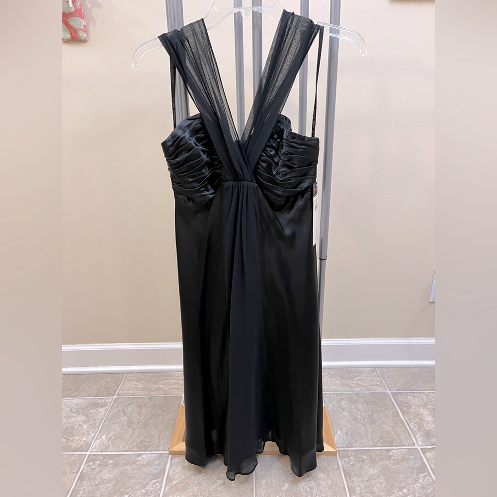 Black satin & georgette cocktail, party or prom dress